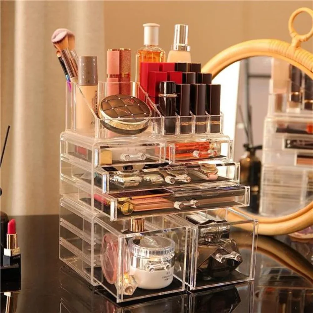 Makeup Organizer Clear Stackable Storage Box With 6 Drawers For Vanity